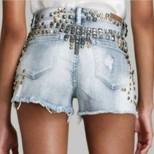 BLANK NYC Heavy Studded Cut Off Shorts